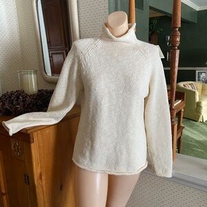L.L. BEAN WINTER WHITE  MOCK NECK COTTON SWEATER, WORN ONCE